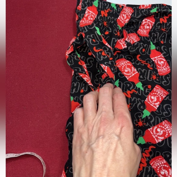 HOT SAUCE black PANTS L Tuong SRIRACHA PJ Lounge Tie Waist Cotton Mens Large new - Picture 8 of 12